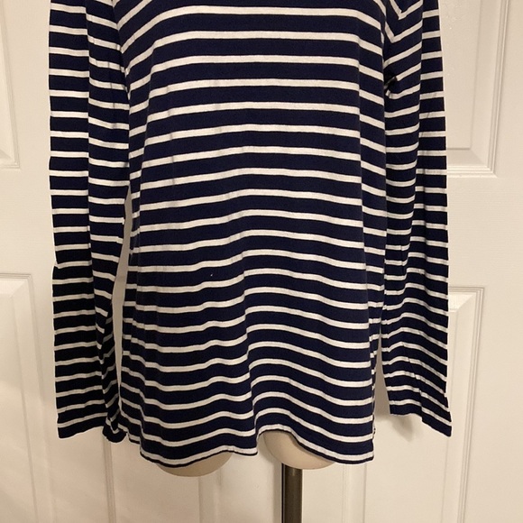 Ann Taylor LOFT Navy and White Striped Long Sleeve Top XL - Picture 3 of 15